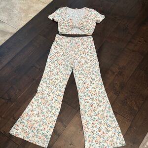 Floral Print Women's Two Piece Jumpsuit